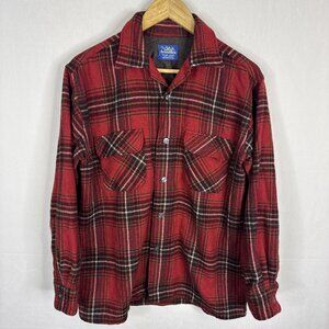 Vintage Innsbruck Wool Plaid Flannel Shirt Jacket Red USA Mens M